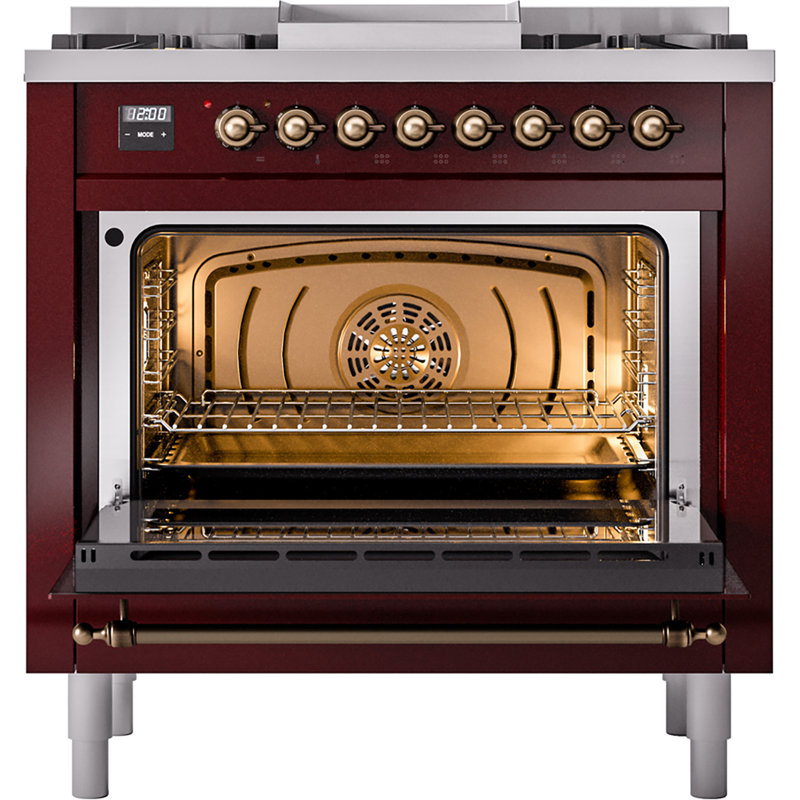 ILVE Nostalgie II 36 Dual Fuel Range, knobs, Blue Gray/Chrome, Natural Gas