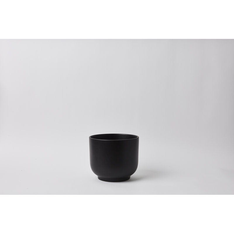 Handmade Ceramic Pot Planter, 7.75" H x 9" W x 9" D, Black