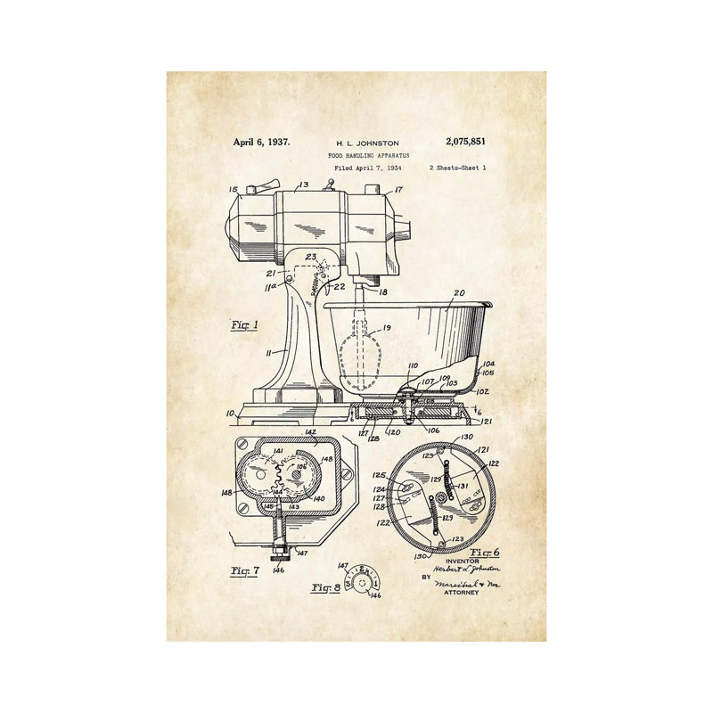 Kitchen Mixer - Wrapped Canvas Graphic Art, 20.32 cm H x 30.48 cm W