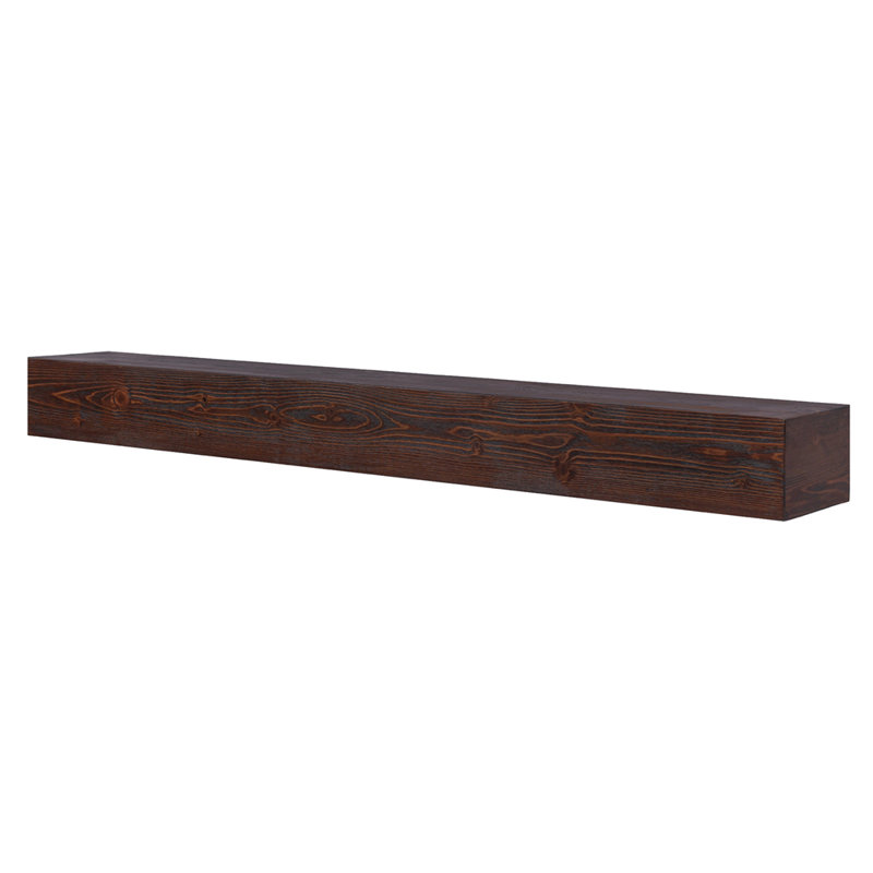 Tablette de manteau de cheminée en bois Brylee, P 9 po x H 5,5 po, Cannelle, 72"
