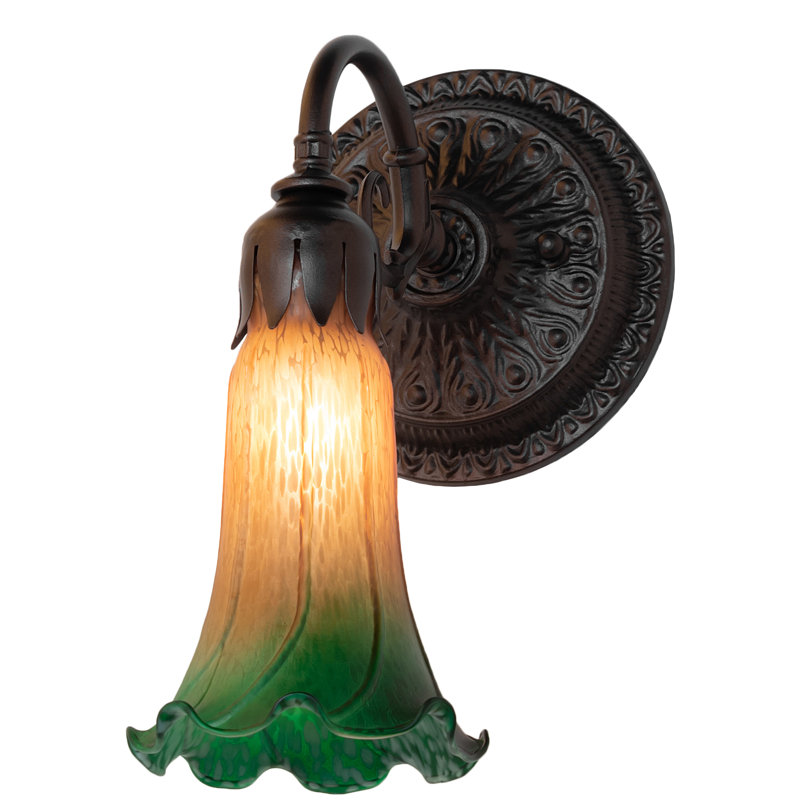Neriman   1 - Light Armed Sconce, Mahogany Bronze, Yellow/Green