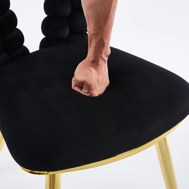 4 chaises noires et dorées - structure en acier inoxydable, coussins moelleux, pour la salle à manger, tissu d'ameublement moderne rouillé (4)
