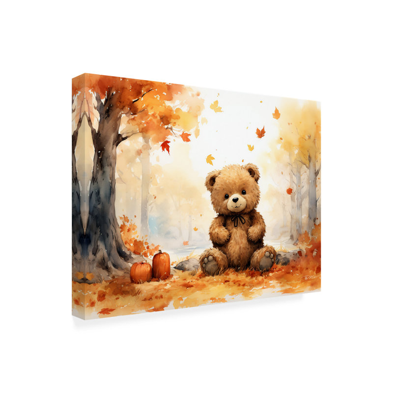 Momart Autumn Bear Cub sur toile, H 14 po x l 19 po x P 2 po