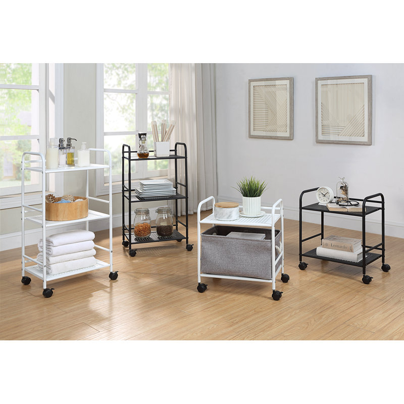 Minimalist Style 3 Tier Utility Rolling Shelf Cart, Black