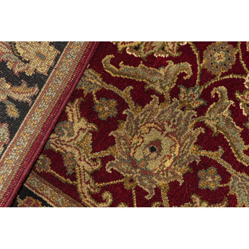 Tapis rouge et noir noué à la main de haute qualité