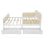 Structure de lit plateforme double avec 2 tiroirs de rangement, lit en rotin pour enfants avec tête et pied de lit-891509540-891509541