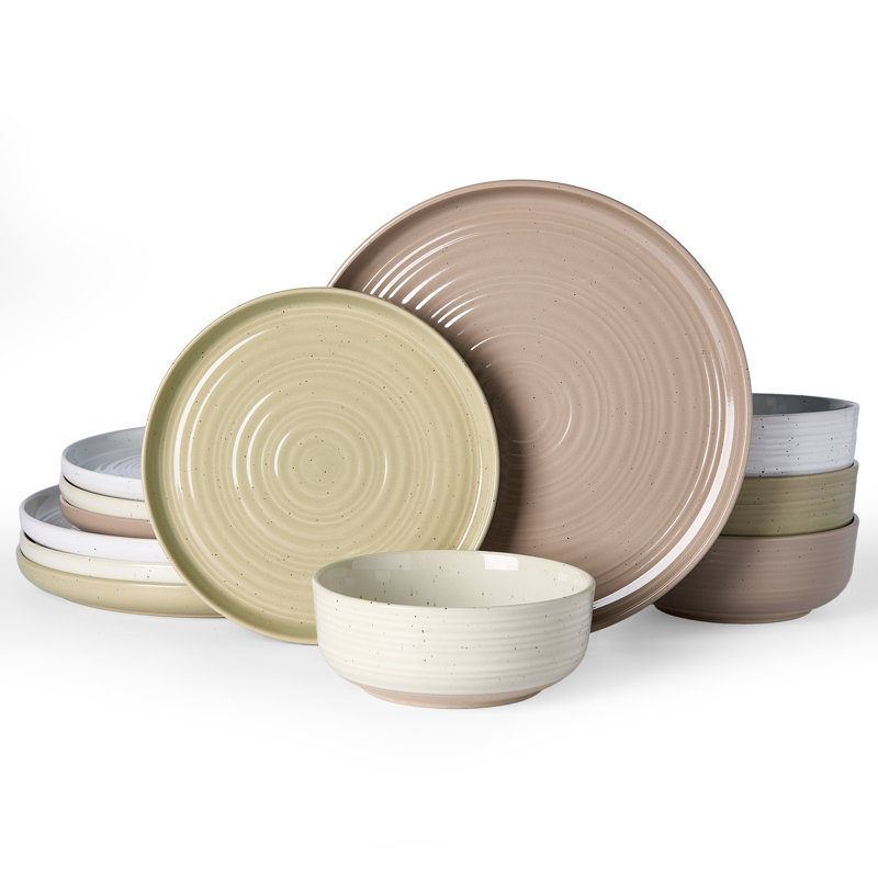 12-Piece Stoneware Dinnerware Set, Assorted