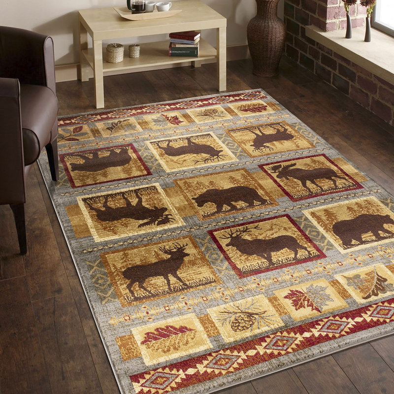 Nature's Nest Multi  Lodge Area Rug, Rectangle 7'10" x 10'3"