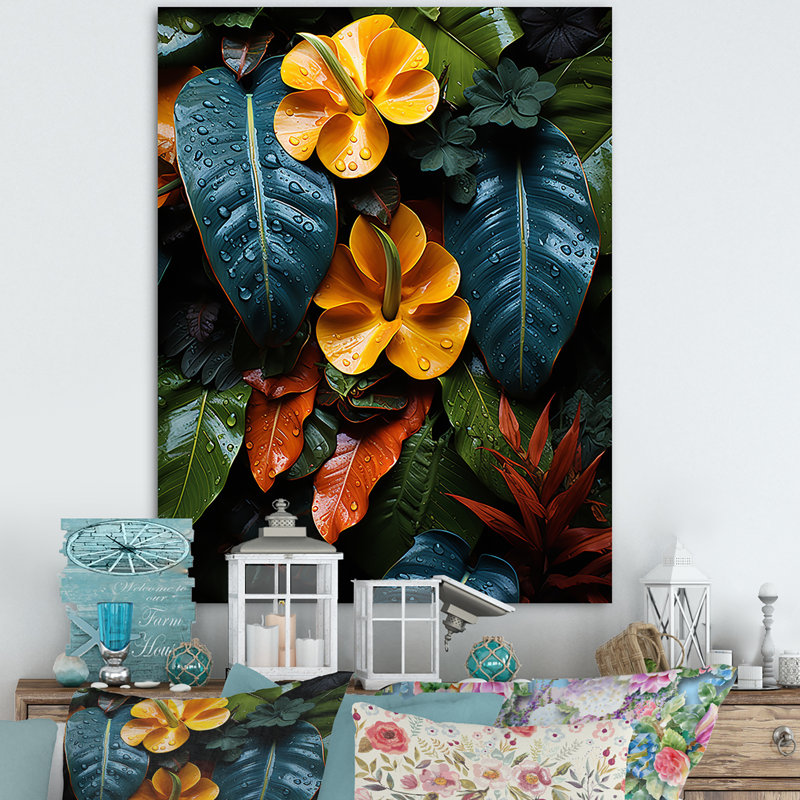 Plantes botaniques exotiques sur toile, H 20 po x l 12 po x P 1 po, Toile tendue