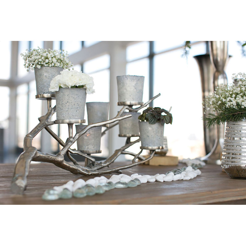Candélabre en métal 13,5 po, Argent