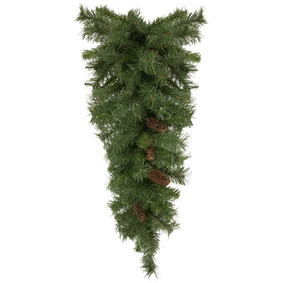 30" Black River Pine Artificial Christmas Swag With Pine Cones  Unlit
