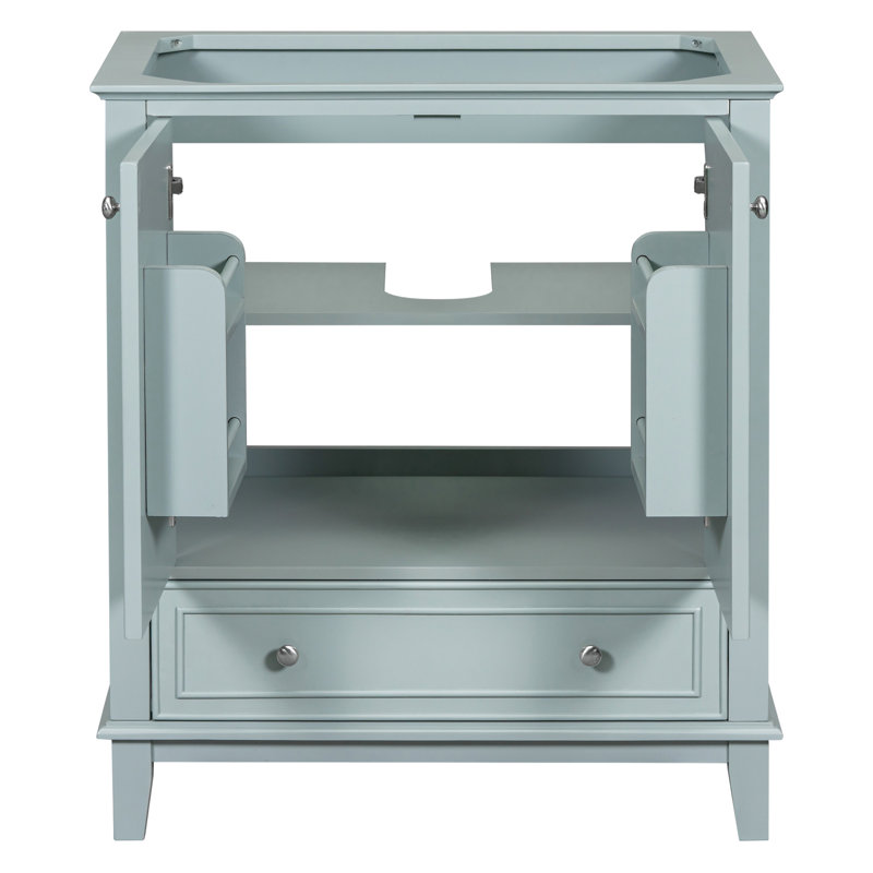 Bathroom Cabinet Base 30" - Solid Wood & , Functional With Drawer, Adjustable Shelf, Freestanding, Assembly Needed Vanity, , Interior