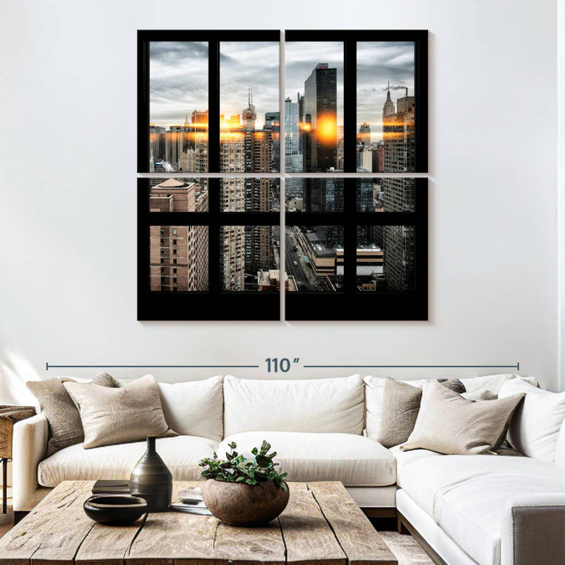 Vue de Nicci New York depuis la fenêtre - Times Square, H 74 po x l 74 po