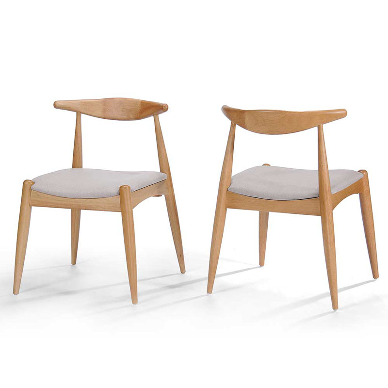 Ensemble de 2 chaises de salle à manger, Beige, Naturel