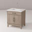 30 po L x P 22 po. Meuble-lavabo de salle de bain en chêne gris avec comptoir en quartz blanc poli à la main et robinet-393000906