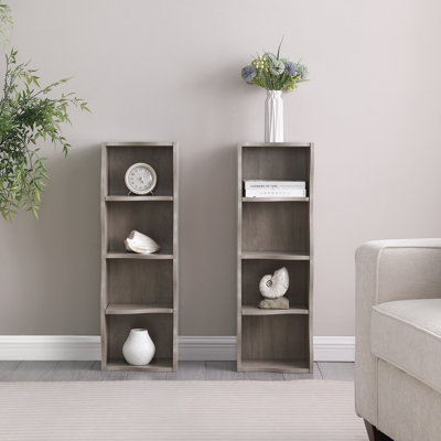 71" H With Wavy Border Design 8-Tier Ultra-Thin Double-Decker Multimedia Storage, With Multi-Functional Adjustable Shelves High And Narrow Display Boo by Ebern Designs