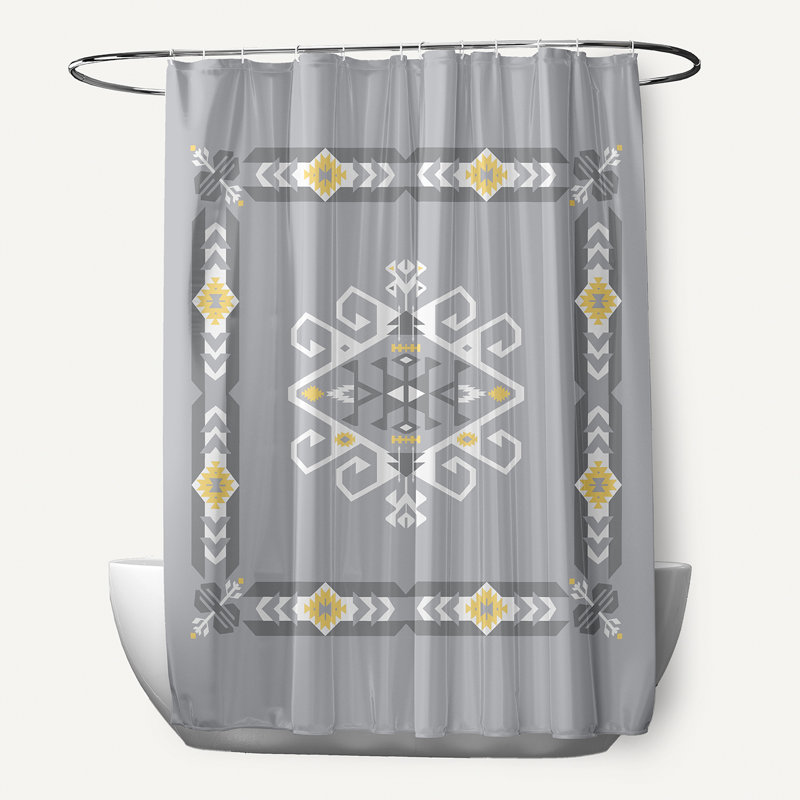 Alfreda Geometric Shower Curtain, Gray