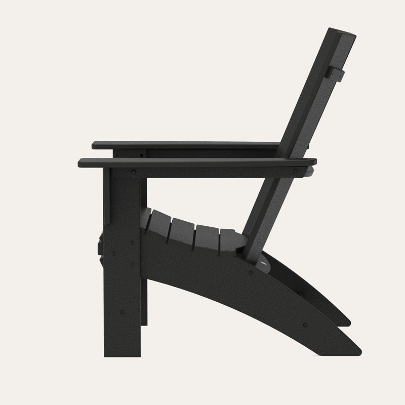 POLYWOOD Modern Curveback Adirondack Chair, Black