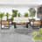 Large Size 4-Pieces Outdoor Furniture Sofa For 5 Person Conversation Set, Garden Sofa Set With Removable Cushion, Metal And Wood Frame Sofa Set, Thick Cushions, Acacia Wood Tabletop-1179526813