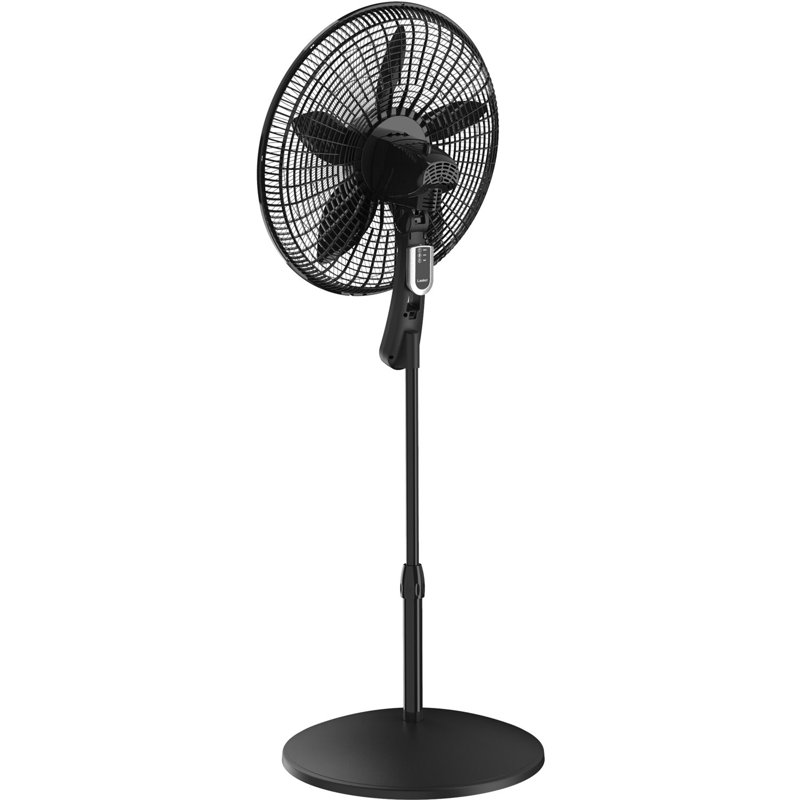 20" Black Oscillating Remote Controlled Adjustable Height Floor Fan