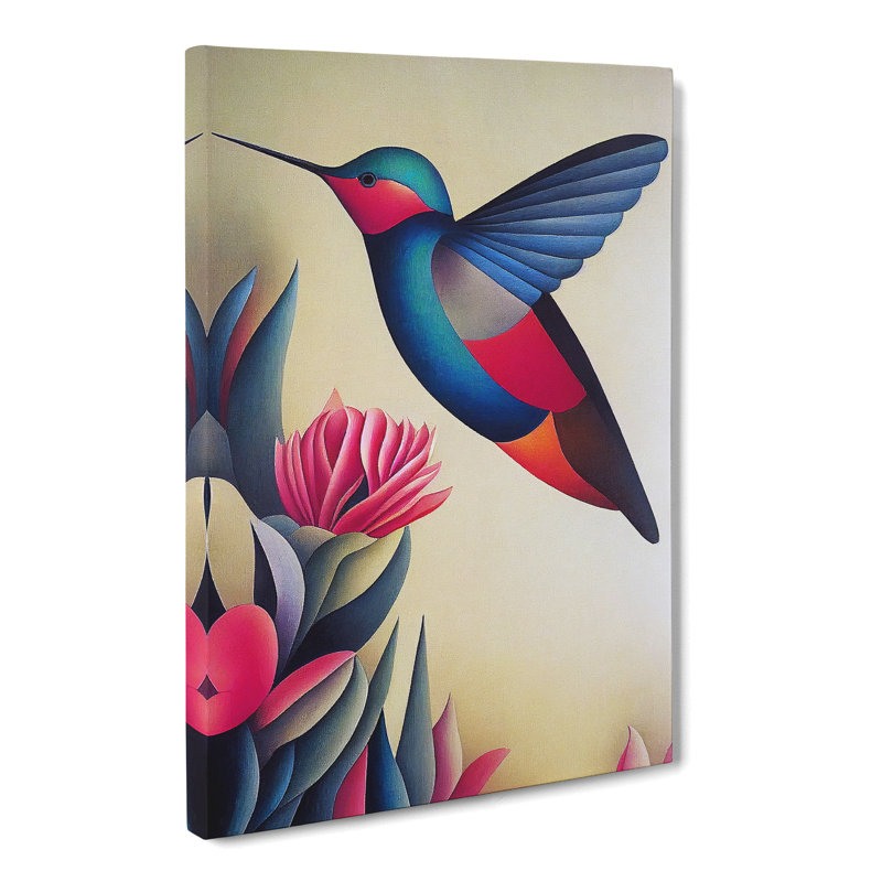Laymoune Hummingbird Retro - Wrapped Canvas, 50cm H x 35cm W x 3cm D