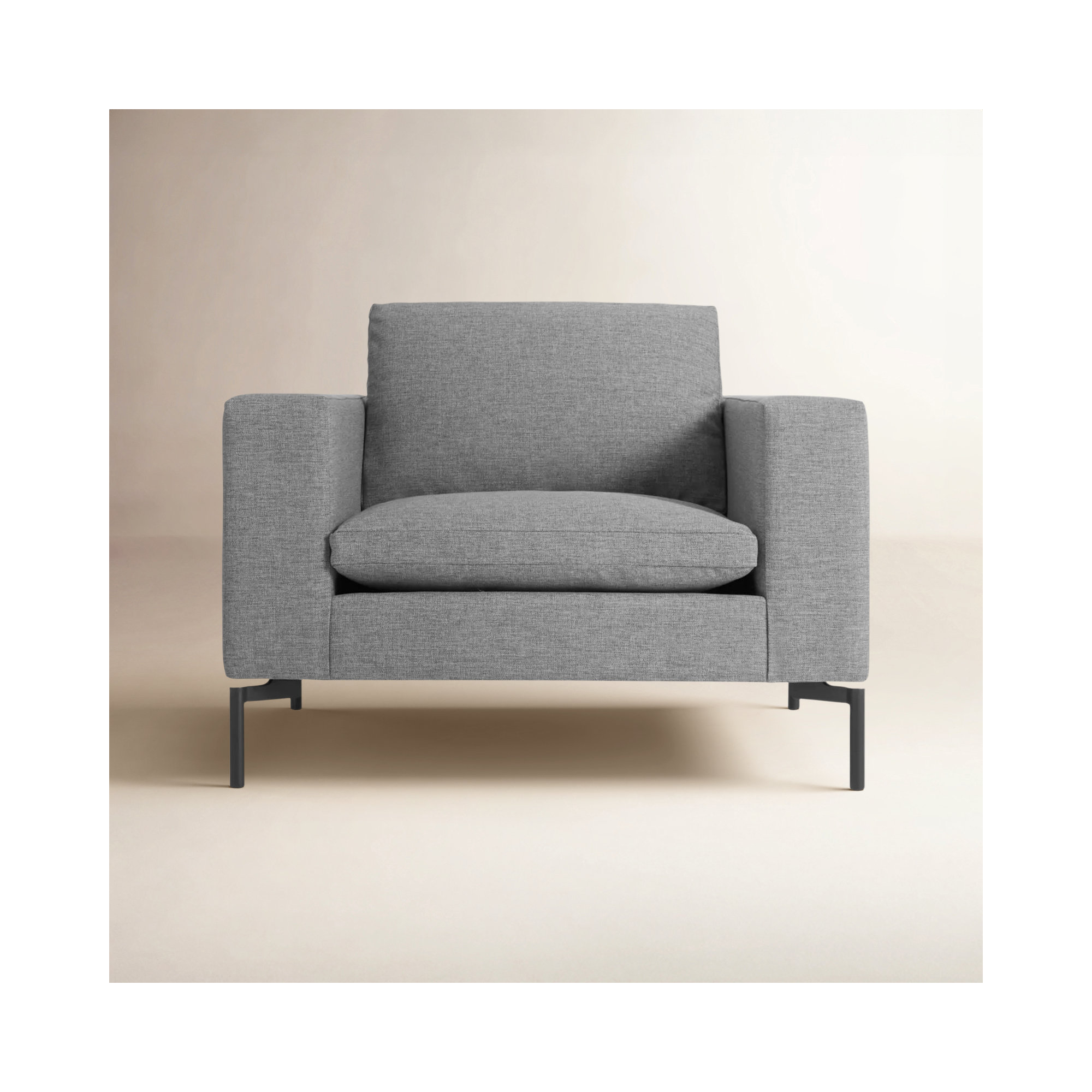 New Standard Upholstered Armchair, Black, Maharam Mode in Intaglio Polyester Blend