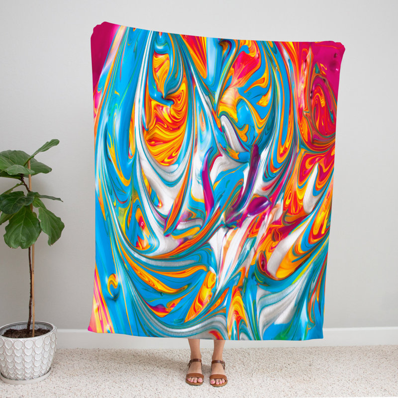Throw Blanket, 68" W x 80" L, Abstract, Multicolor