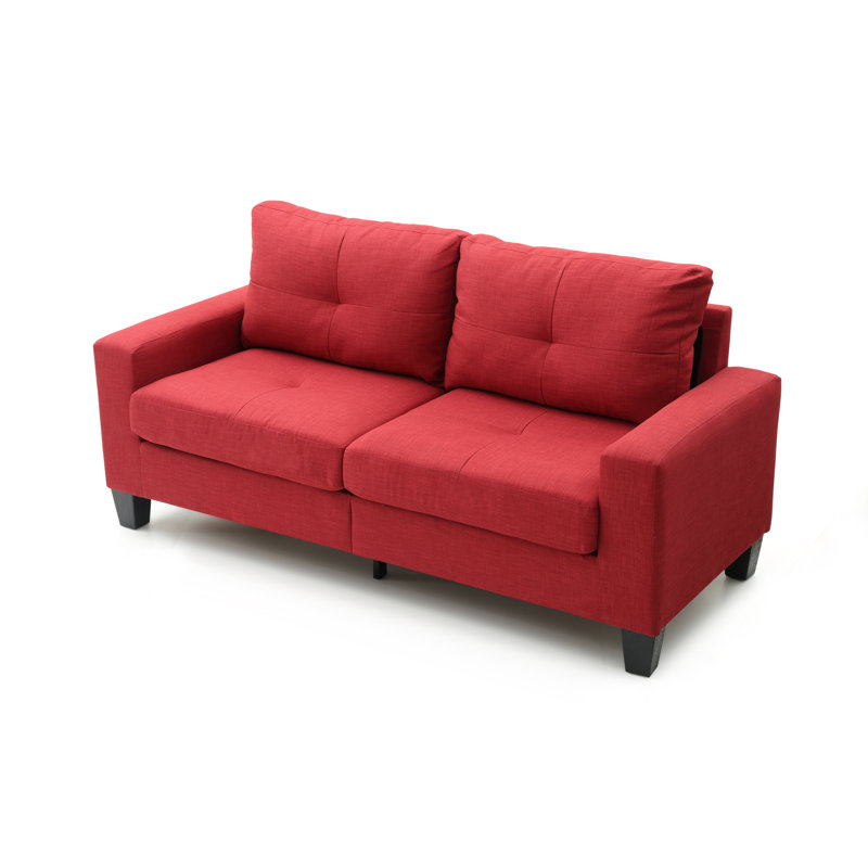 Vegas Square Arm Sofa, Red Faux Leather