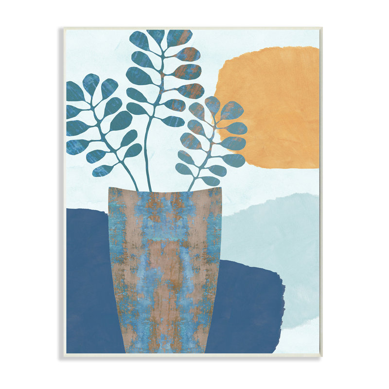 Vase d'eucalyptus occidental, soleil orange par Flora Kouta - impression, Plaque murale, H 19 po x l 13 po