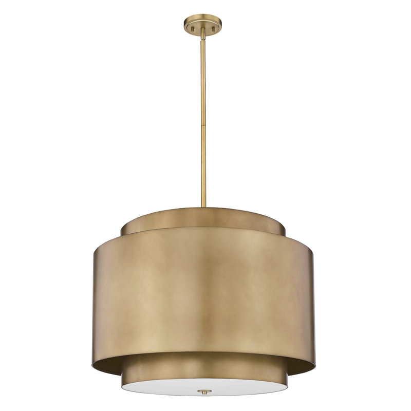 Luminaire suspendu tambour 4 lumières, Laiton frotté
