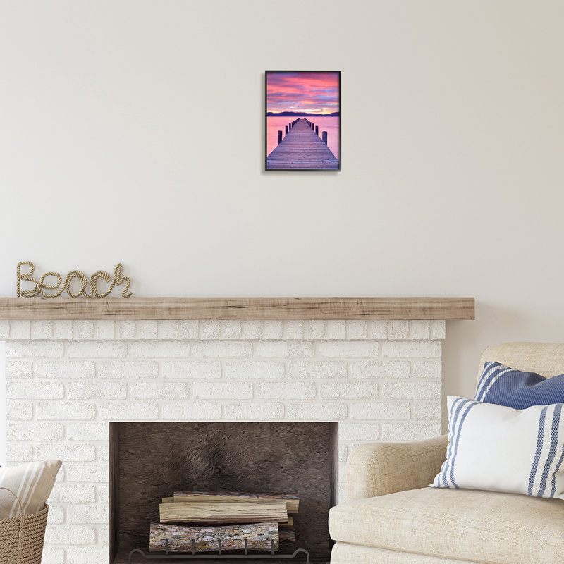 Au-540-Giclée Vivid Sunset Dock Coastal View par Dennis Frates, photographie, Giclée encadrée noir minuit