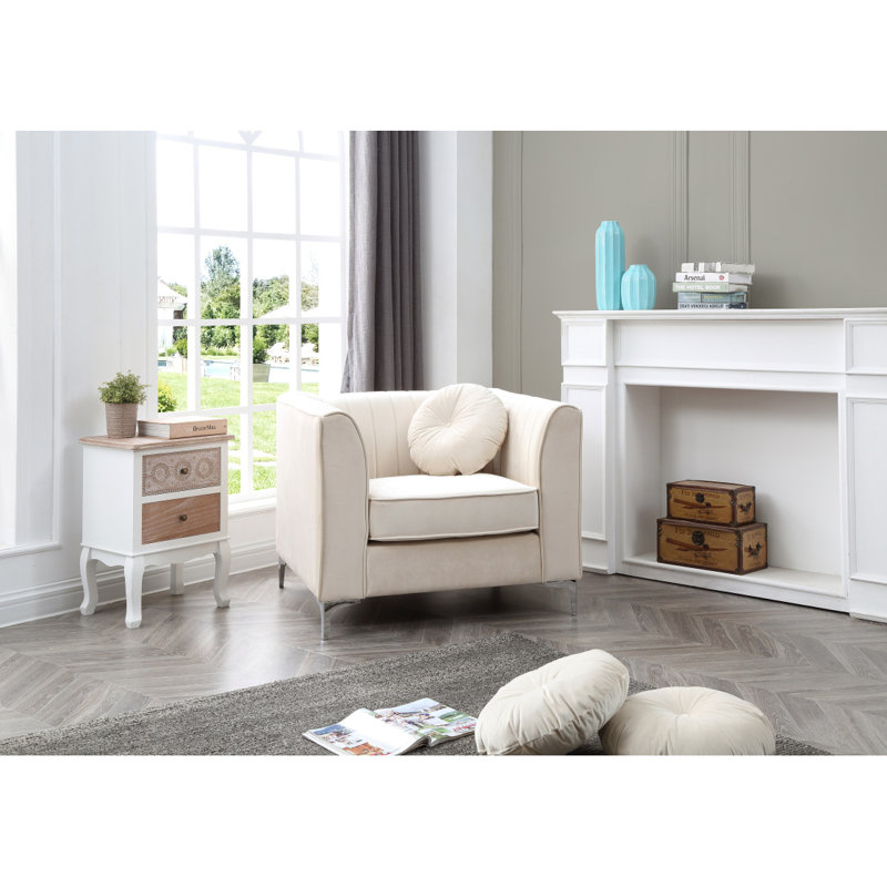Fauteuil contemporain incliné ivoire