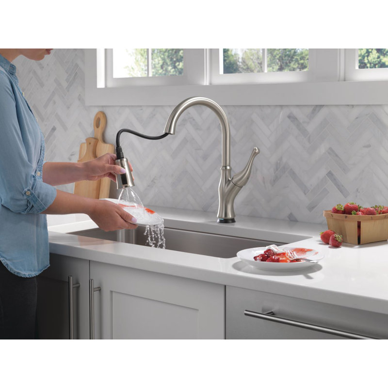 Ophelia Brushed Nickel Touch Kitchen Faucet with Pull Down Sprayer, Modern Single Hole Touch On Kitchen Sink Faucet, Single Handle, SpotShield Stainless
