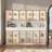 94.4" Wide Large Glass Door Display Stand With LED Lighting & Drawers-1740343248