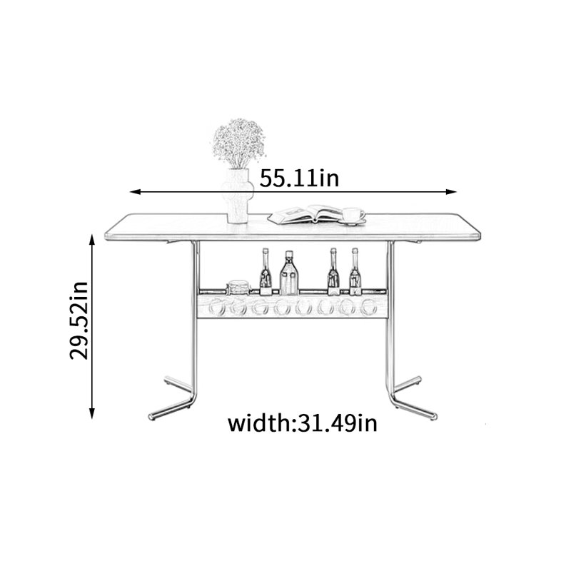 Table de roche noire moderne et pratique, H 29,52 po x L 55,11 po x l 31,49 po