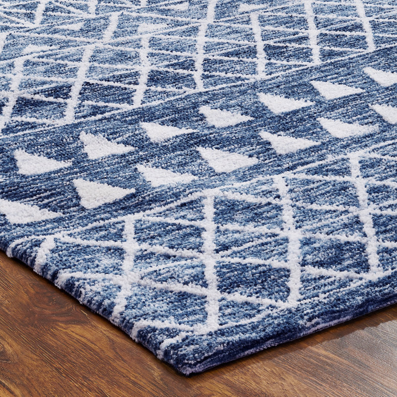 Mccay Geometric Tufted Area Rug, Rectangle 5'6" x 8'6", Denim