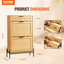 Rattan Shoe Cabinet, Narrow Shoe Storage Organizer with 2 Flip Rattan Drawers & 1 Slide Drawer-229350852