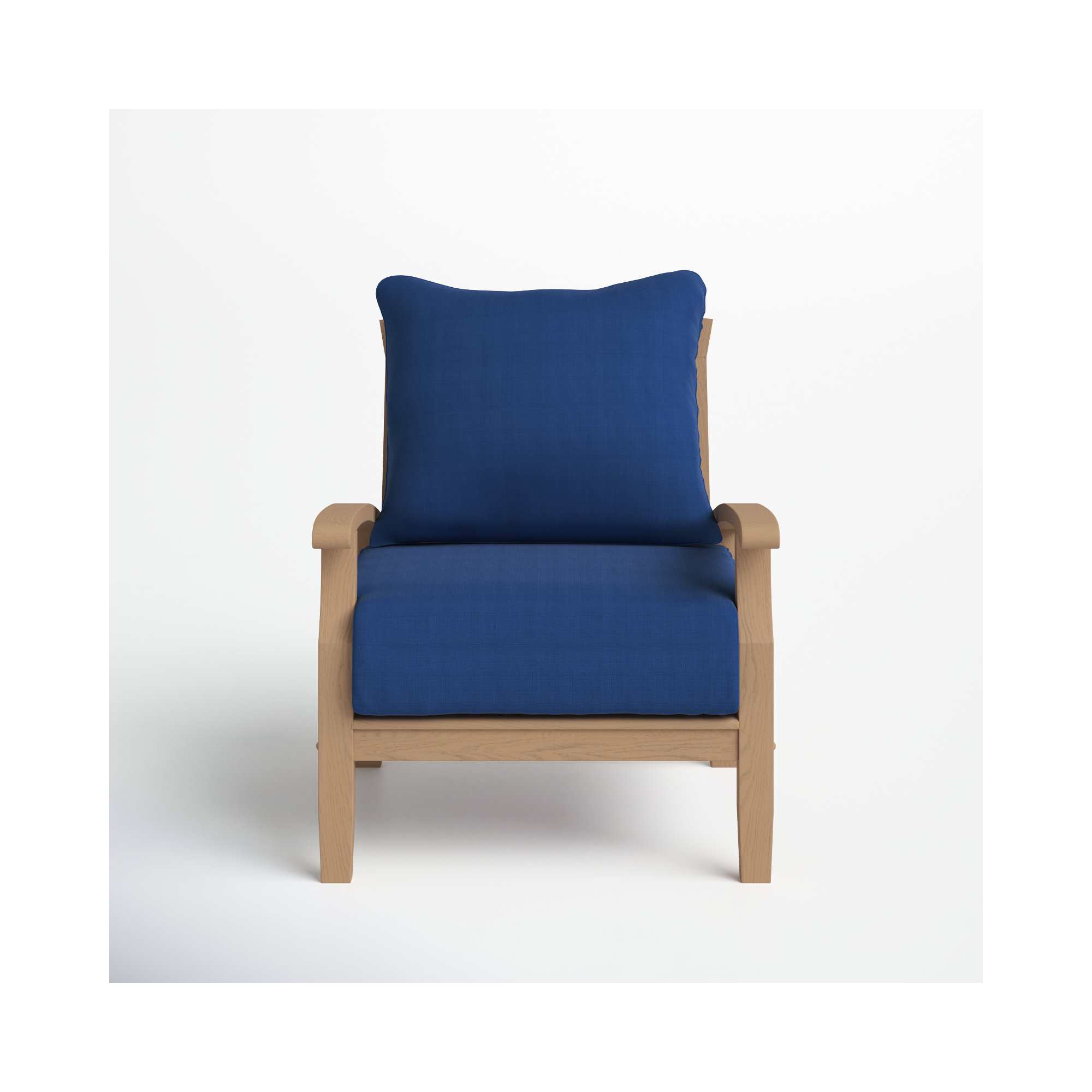 Summerton Teak Patio Chair with Cushions, Brown Frame/Navy Performance Olefin Cushion