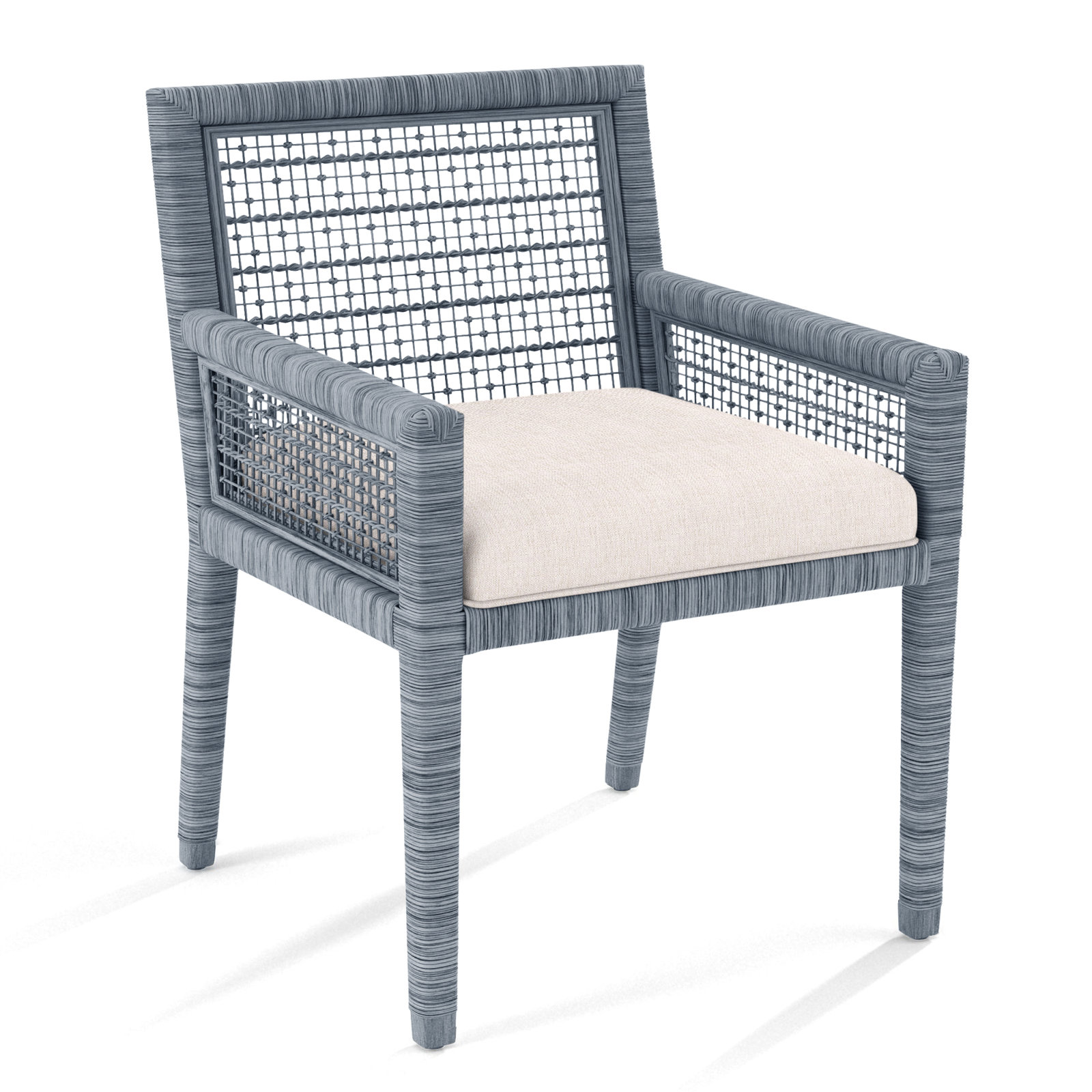 Glinda Dining Armchair, White Sugar Performance; 0863-91, Sea Glass