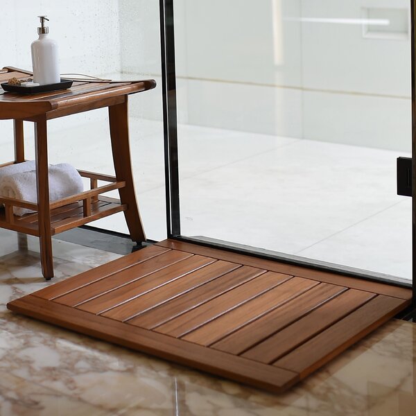 Nordic Style Oiled Teak Shower Mat 31.4 x 19.6 Wide End Slat