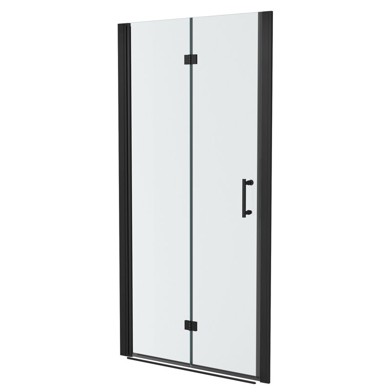 32"W X 72"H Fold Frameless Shower Door With Tempered Glass, Matte Black