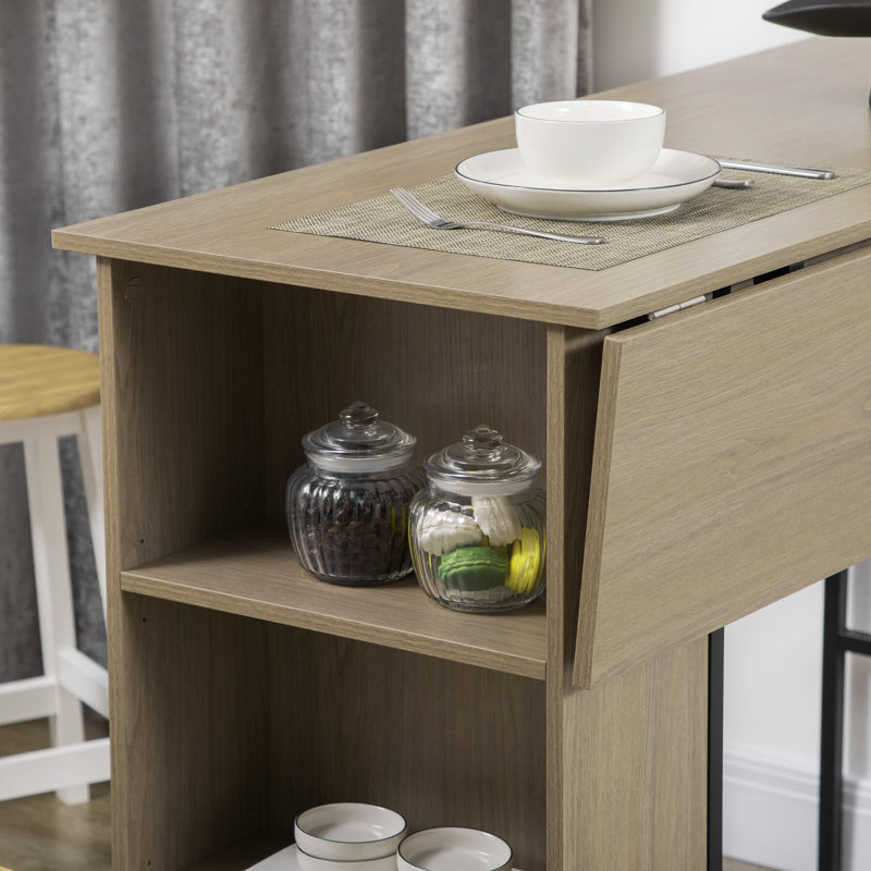 Table de bar extensible, table à hauteur de comptoir, gris clair