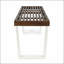 Banc de salle à manger moderne en bois d'acacia avec pieds en fer, résistant aux intempéries et polyvalent pour une utilisation intérieure et extérieure-128758842