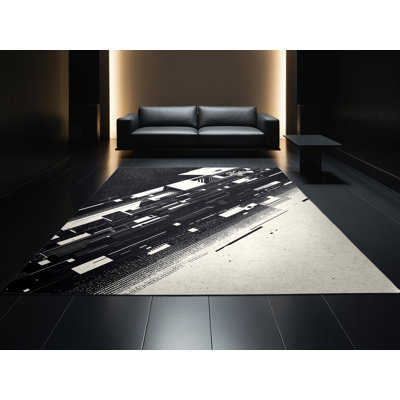 Tapis gris doux et moelleux à motif géométrique moderne Eakes