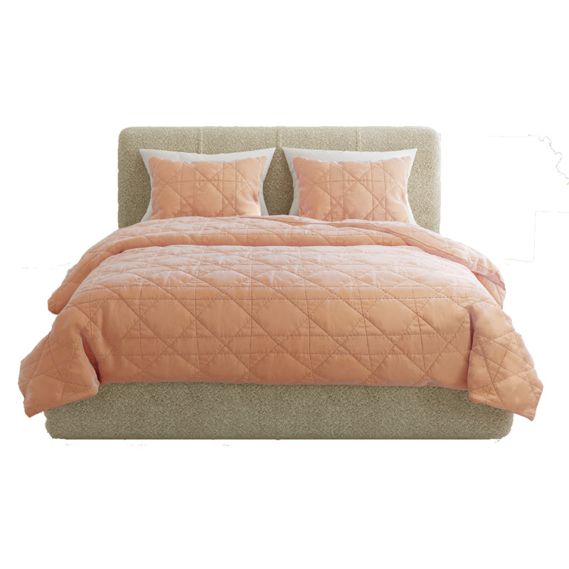 Ensemble de courtepointe Velvet, Rose, Courtepointe grand + 2 couvre-oreillers standard