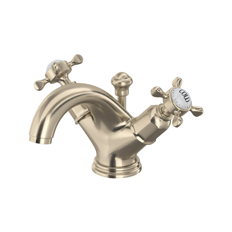 Edwardian Single-Hole Bathroom Faucet With Drain Assembly, Satin Nickel