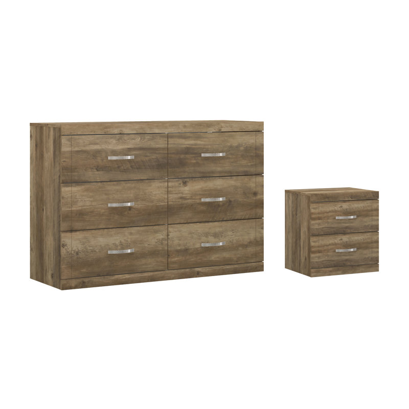 Avigail 2 Pieces Bedroom Set, Knotty Oak