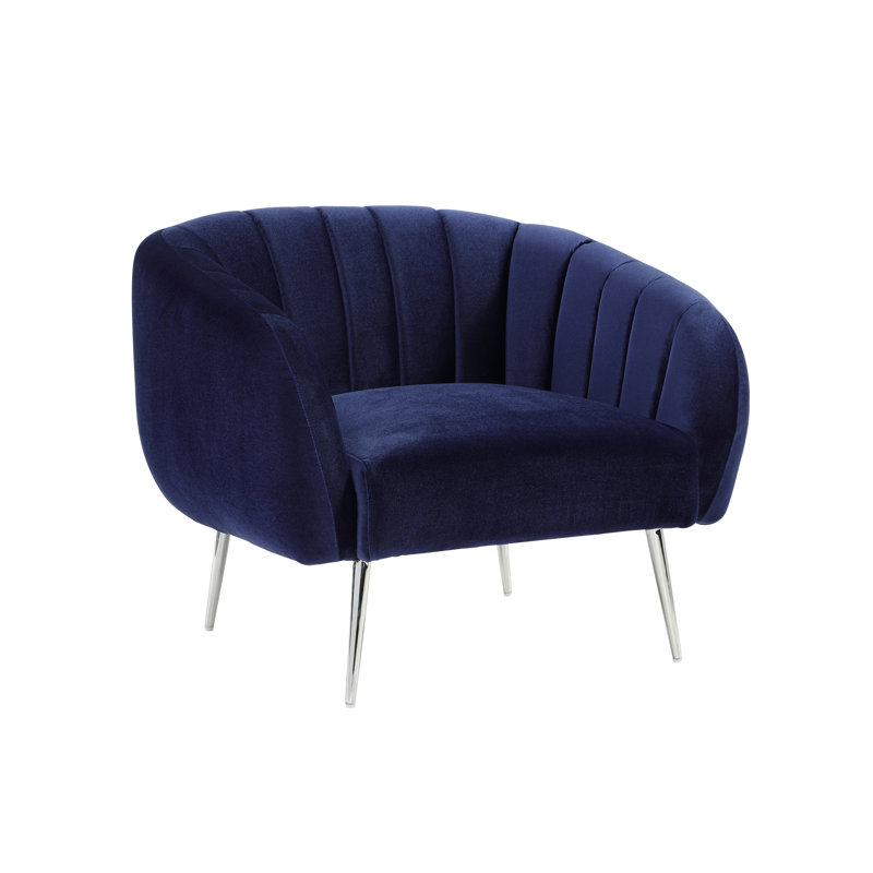 Hilda Velvet Accent Chair, Navy Velvet, Silver