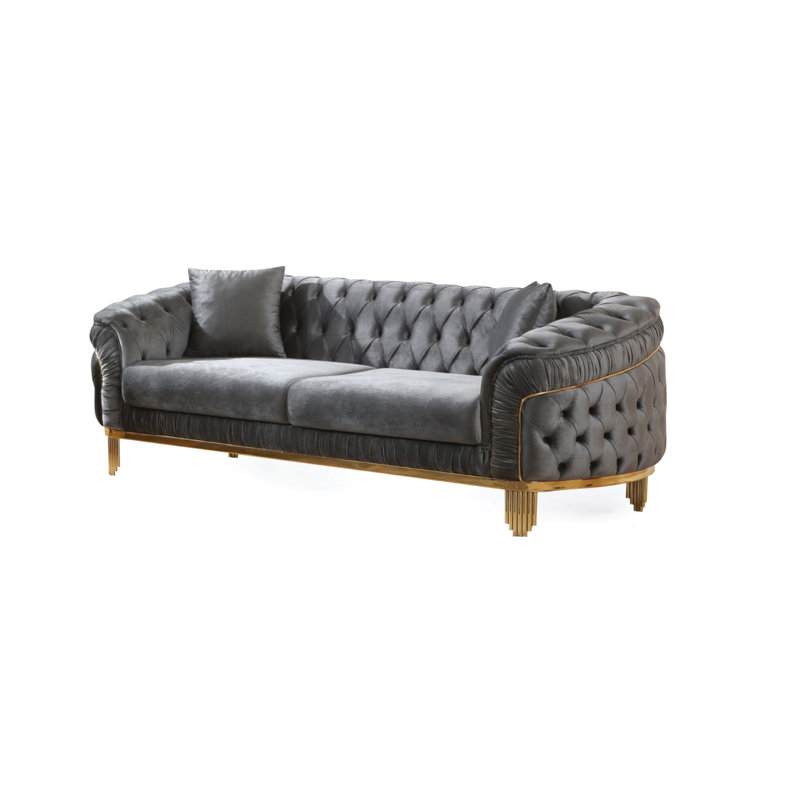 Valorie 92'' Velvet Sofa, Gray Velvet