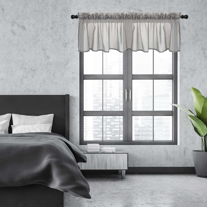 Cantonnière diaphane pour fenêtre de cuisine, Gris